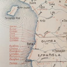 Mapas contemporáneos: MAPA DE LA DISTRIBUCIÓN DE PUEBLOS EN LA GUINEA ESPAÑOLA Y COLONIAS LIMITROFES. 1947