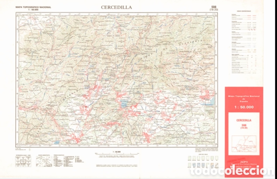 Mapas contempor&acirc;neos: Cercedilla. Mapa Topogr&aacute;fico Nacional del Instituto Geogr&aacute;fico Nacional. Escala 1:50.000. A&ntilde;o 1988.