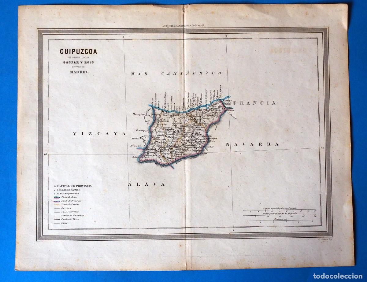 Mapas contempor&aacute;neos: ANTIGUO MAPA DE GUIPUZCOA. POR D. MARTIN FERREIRO. GASPAR Y ROIG. EDITORES. MADRID
