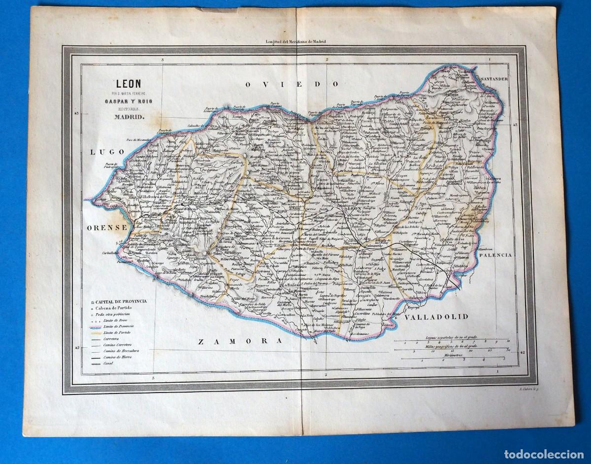 Mapas contempor&aacute;neos: ANTIGUO MAPA DE LEON. POR D. MARTIN FERREIRO. GASPAR Y ROIG. EDITORES. MADRID
