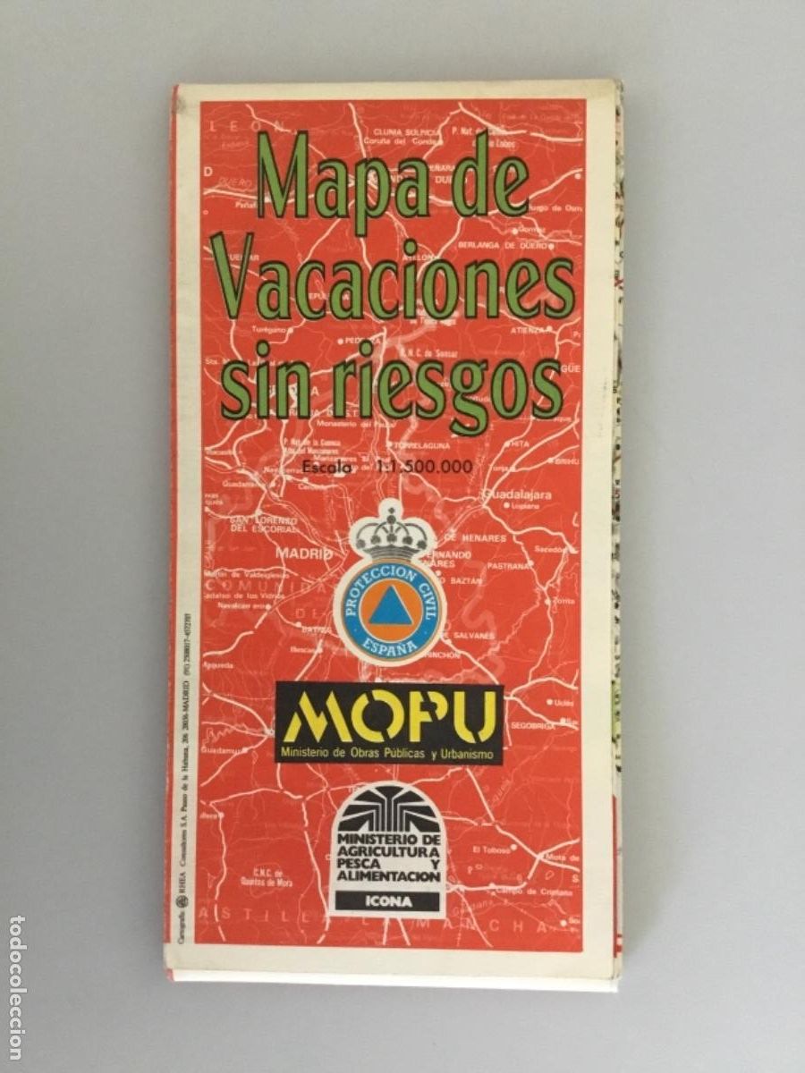 Zeitgen&ouml;ssische Karten: MAPA DE VACACIONES SIN RIESGO // M.O.P.U // 1988 // EN BUEN ESTADO