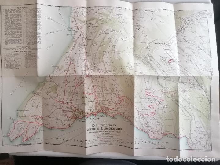 Zeitgen&ouml;ssische Karten: ANTIGUO MAPA DE WEGGIS Y ALREDEDORES, HOTELES Y ZONAS DE INTERES