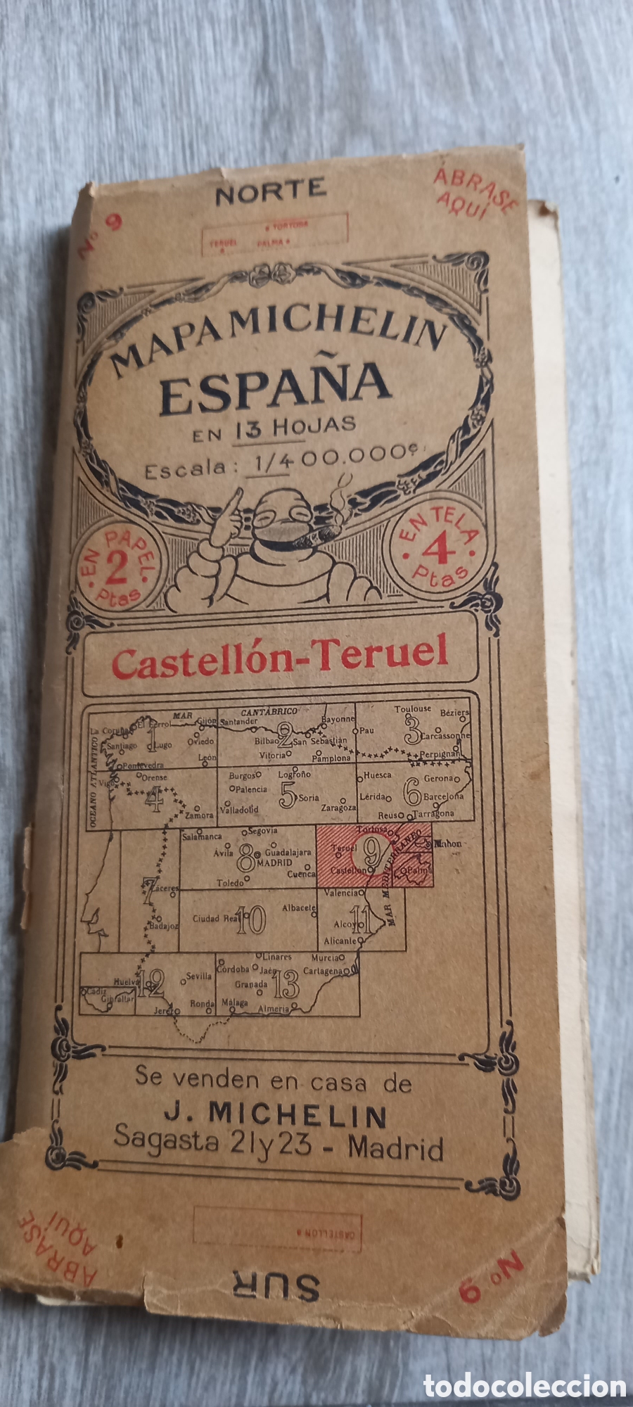 Zeitgen&ouml;ssische Karten: Mapa Michelin n&deg;9 Castell&oacute;n-Teruel. En tela escala 1/400.000