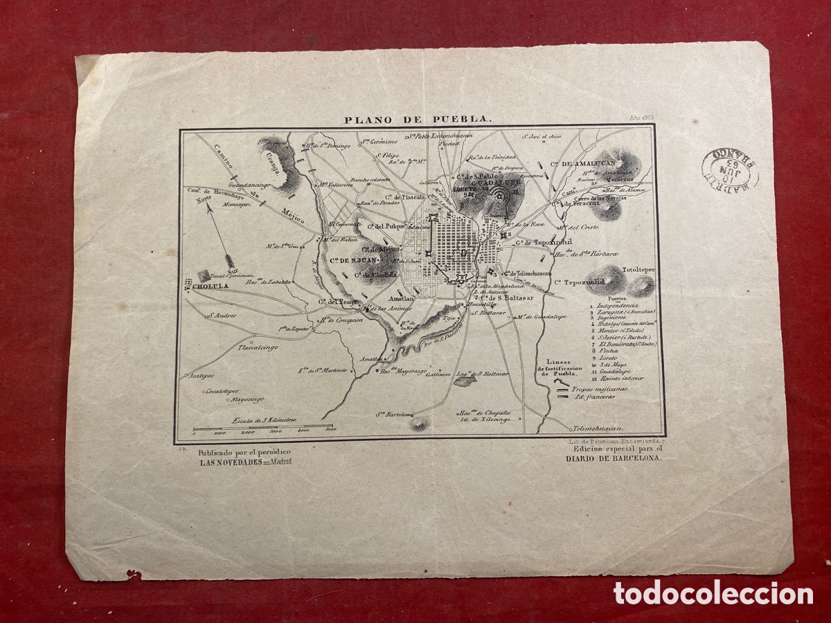 Zeitgen&ouml;ssische Karten: MAPA PLANO DE PUEBLA EDICI&Oacute;N ESPECIAL PARA EL DIARIO DE BARCELONA