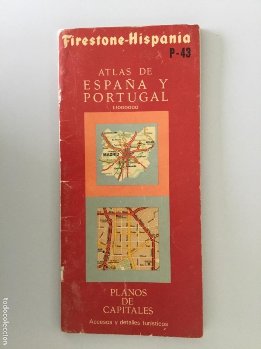 Zeitgen&ouml;ssische Karten: ATLAS DE ESPA&Ntilde;A Y PORTUGAL // FIRESTONE HISPANIA // 1972 // PLANOS DE CAPITALES