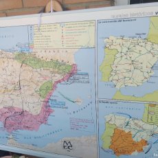 Mapas contemporáneos: ANTIGUO MAPA ESCOLAR A DOS CARAS ESPAÑA SIGLO XIX Y NAPOLEONICO. Lote 370856136