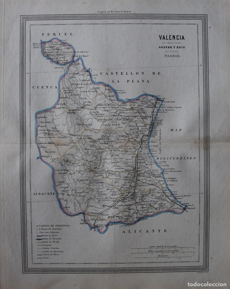 Zeitgen&ouml;ssische Karten: MAPA DE VALENCIA (1864- Mart&iacute;n FERREIRO y PERALTA)