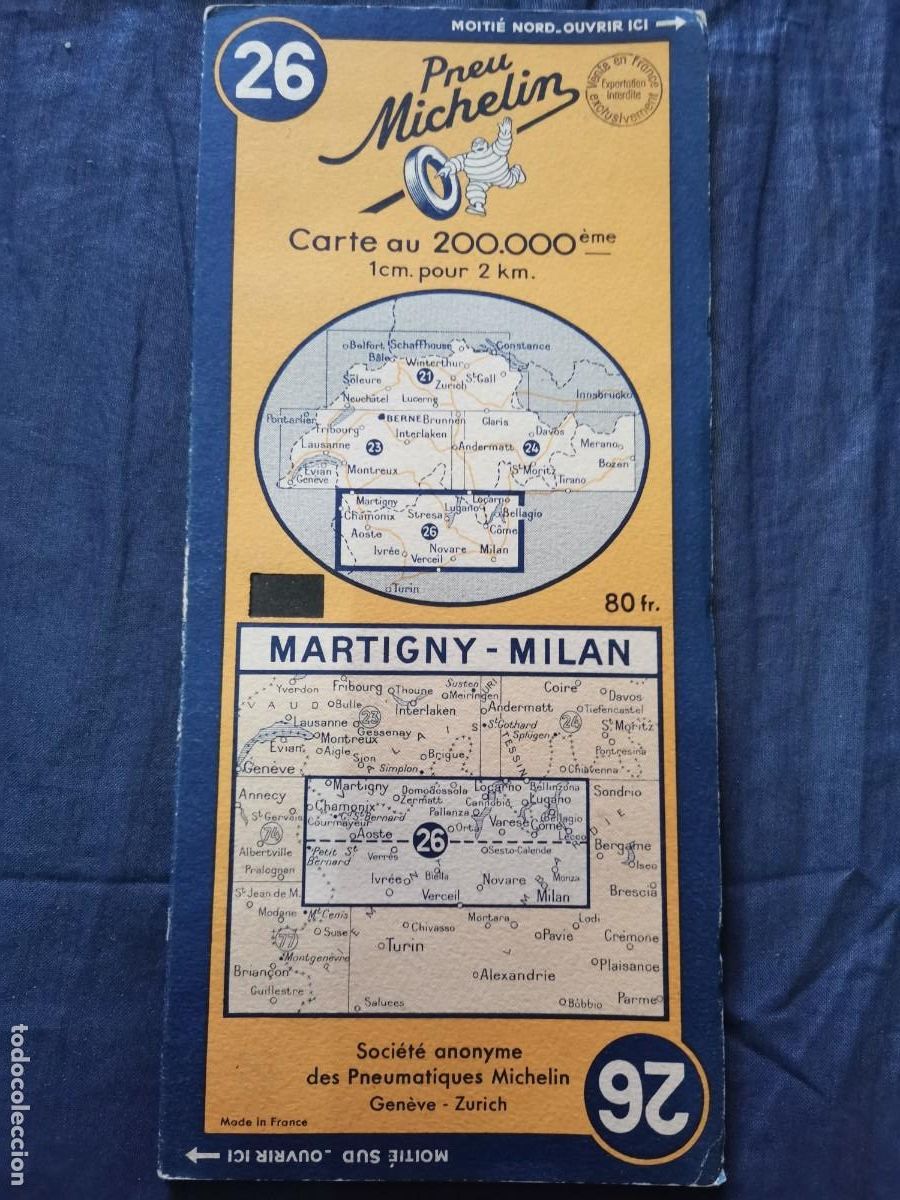 Mapas contempor&aacute;neos: Mapa Pneu Michelin numero 26 - MARTIGNY - MILANO