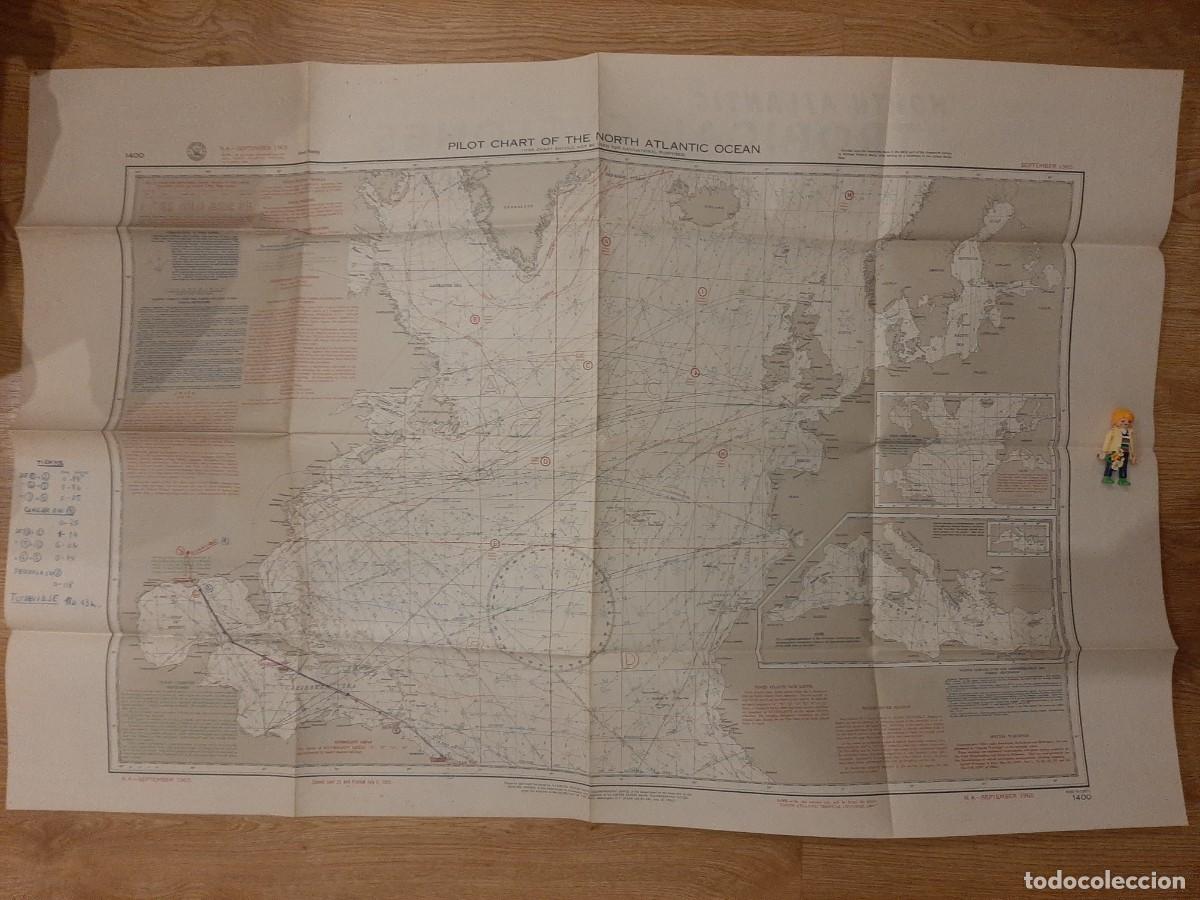 Mapas contempor&acirc;neos: CARTA DE NAVEGACI&Oacute;N ESTADOUNIDENSE DEL ATL&Aacute;NTICO NORTE. 1965. EN INGL&Eacute;S. 114 X 74 CM.