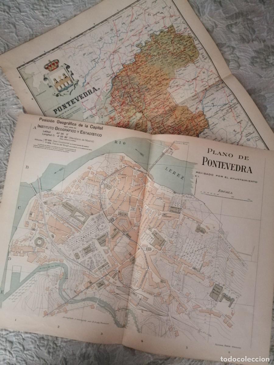 Mapas contempor&aacute;neos: MAPAS ORIGINALES 1901 Y 1913. PROVINCIA DE PONTEVEDRA + PLANO CIUDAD DE PONTEVEDRA . BENITO CH&Iacute;AS.