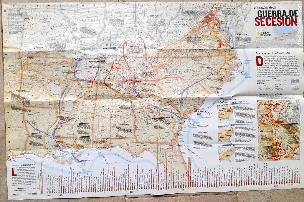 Contemporary maps: 2005 MAGN&Iacute;FICO MAPA GUERRA SECESI&Oacute;N - NATIONAL GEOGRAPHIC - LA GUERRA CIVIL EE.UU.