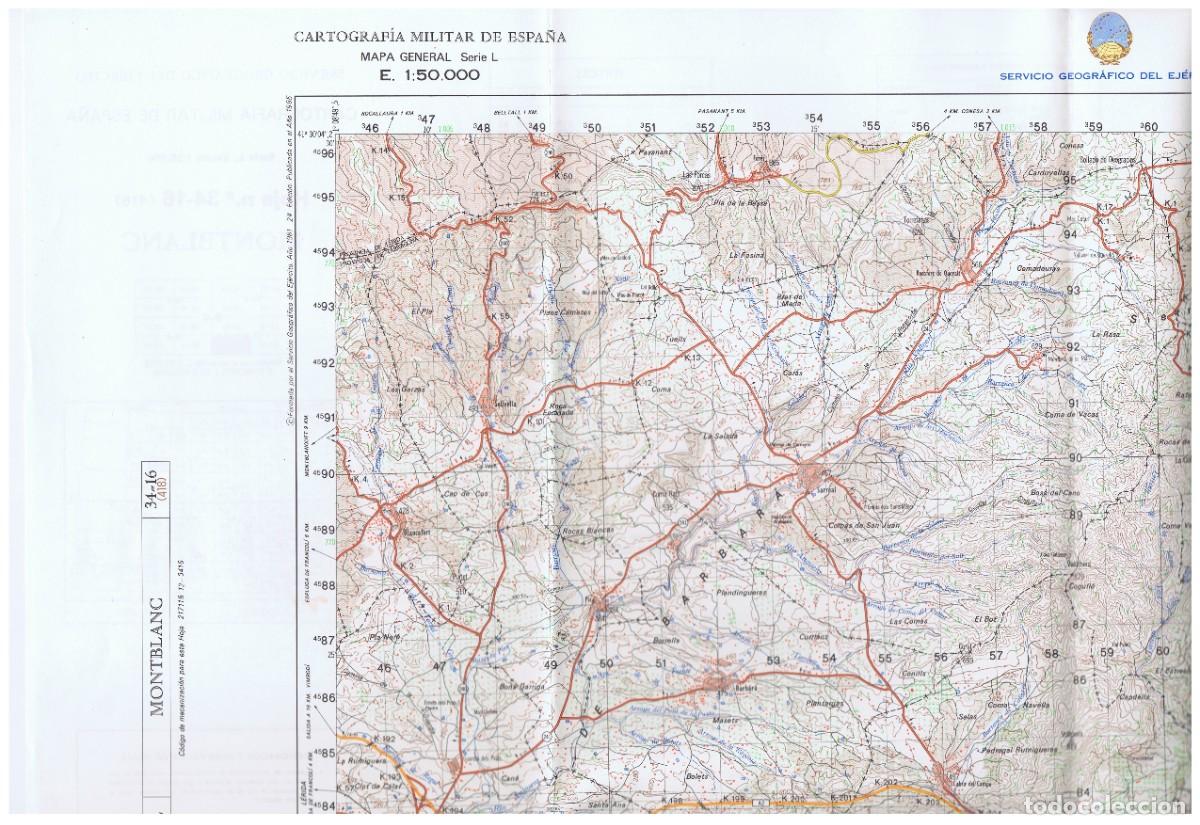 Mappe contemporanee: MAPA DE MONTBLANC HOJA 34-16 418 E 1:50.000 CARTOGRAF&Iacute;A MILITAR DE ESPA&Ntilde;A - 1981 2A EDICION 1985