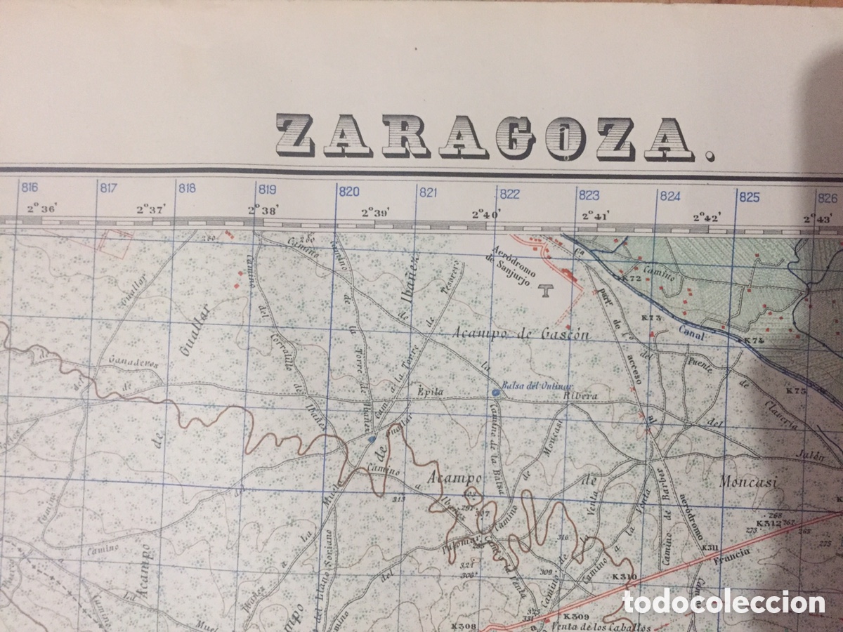 Mapas contempor&aacute;neos: Mapa de Zaragoza, edici&oacute;n militar 1953 - Foto 2