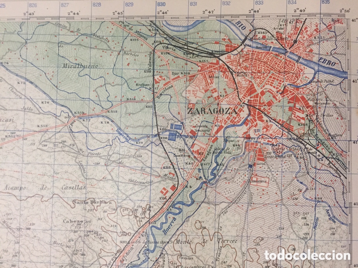 Mapas contempor&aacute;neos: Mapa de Zaragoza, edici&oacute;n militar 1953 - Foto 5