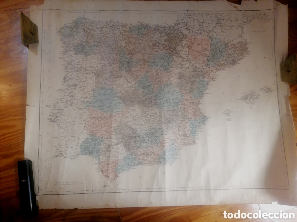Mappe contemporanee: Antiguo mapa de Espa&ntilde;a. A&ntilde;os 1940-50