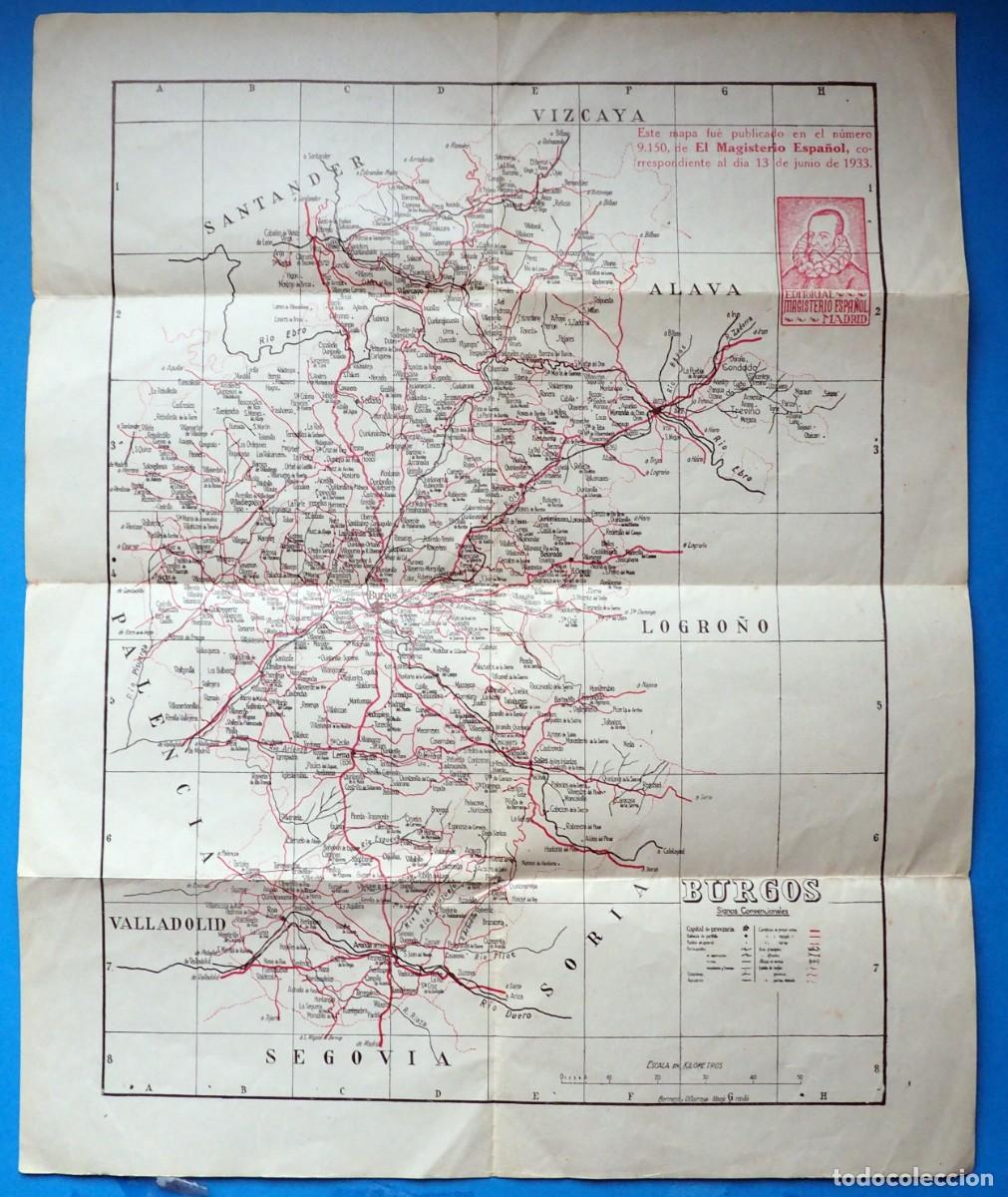 Mapas contempor&acirc;neos: ANTIGUO MAPA DE LA PROVINCIA DE BURGOS: EDITORIAL MAGISTERIO ESPA&Ntilde;OL. MADRID. &Ntilde;O 1933