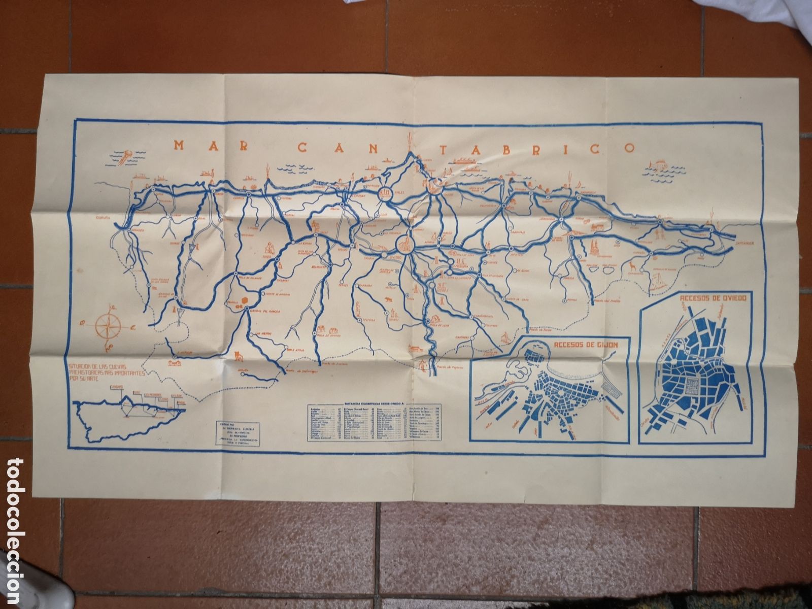 Mapas contempor&aacute;neos: Mapa de carreteras y tur&iacute;stico de Asturias 1960