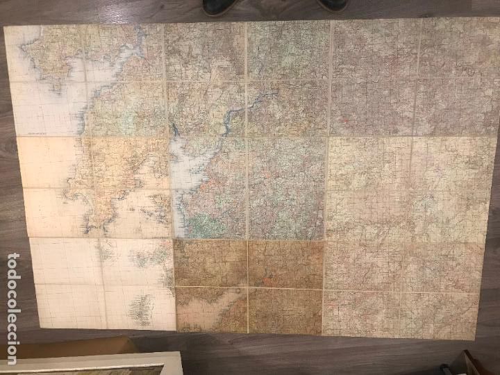 Mapas contempor&acirc;neos: Mapa entelado parte de Galicia entre Carnota,Ferreiras,Faramontaos,Isla de Ons 113x170 cms