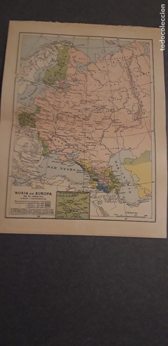 Mapas contempor&acirc;neos: 1 MAPA DE ** RUSIA EN EUROPA CENTRAL SIGLO XIX ** ENCICLOPEDIA R. SOPENA 1941.. 28x20 c.