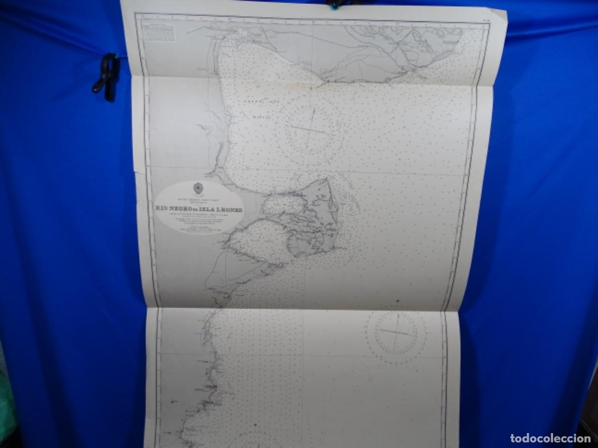 Mappe contemporanee: MAPA ARGENTINA SOUTH AMERICA EAST COAST. RIO NEGRO TO ISLA LEONES. 1936. 114X71 CM.
