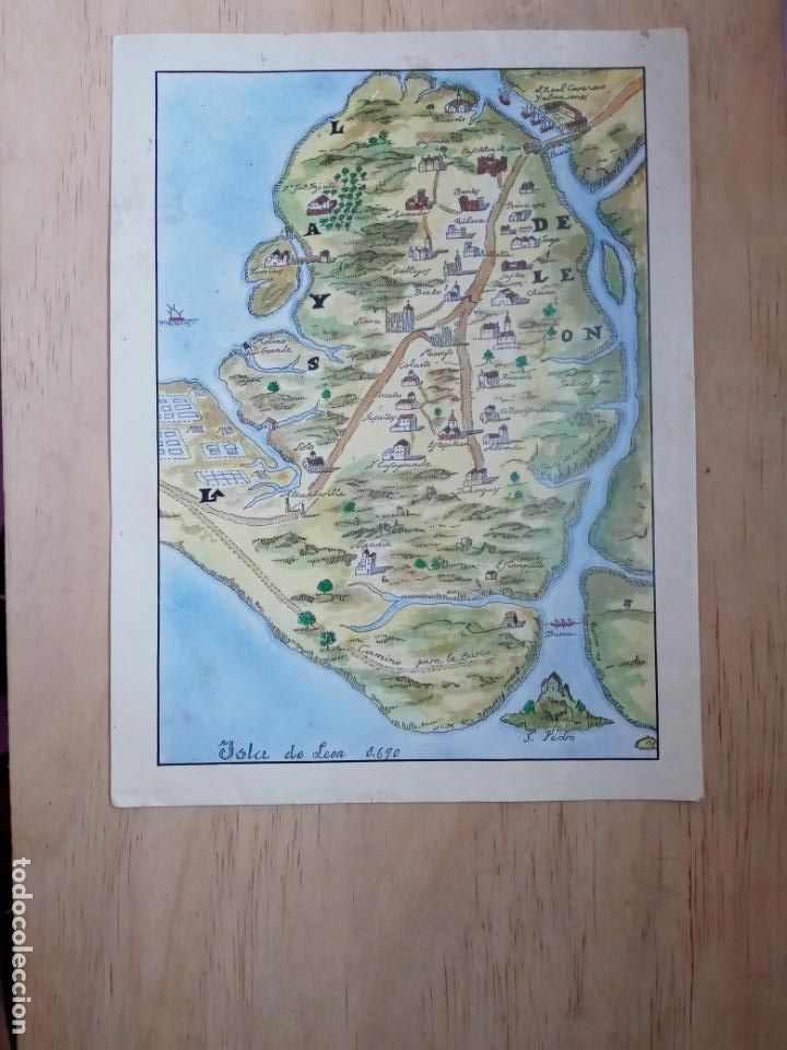 Mappe contemporanee: Antiguo mapa fascimil de la Isla de Leon 1690 San Fernado Cadiz