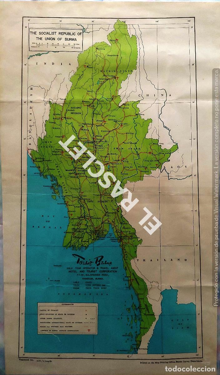 Mapas contempor&aacute;neos: POSTER MAPA DE LA REPUBLICA DE BURMA - Foto 1