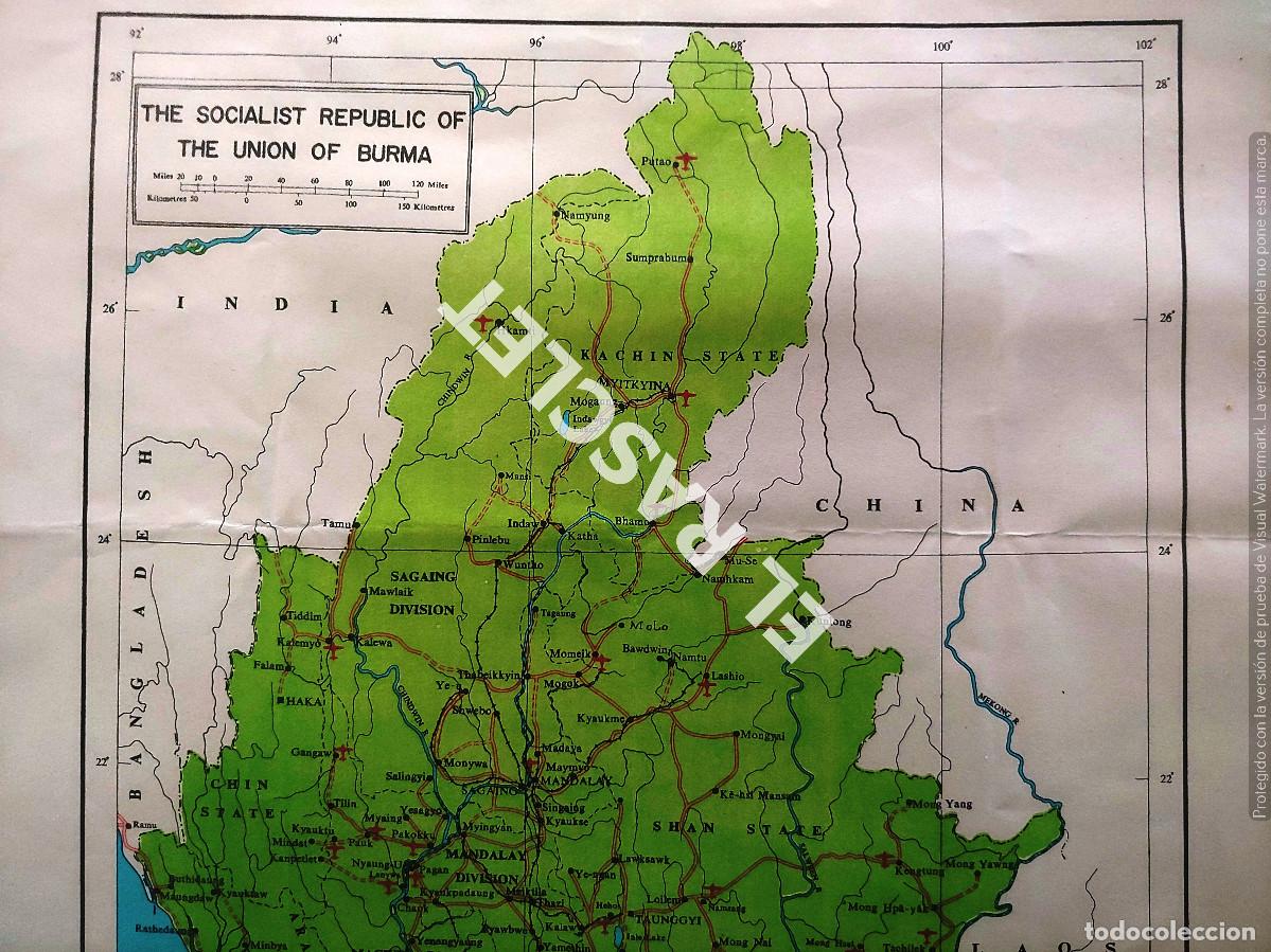 Mapas contempor&aacute;neos: POSTER MAPA DE LA REPUBLICA DE BURMA - Foto 2