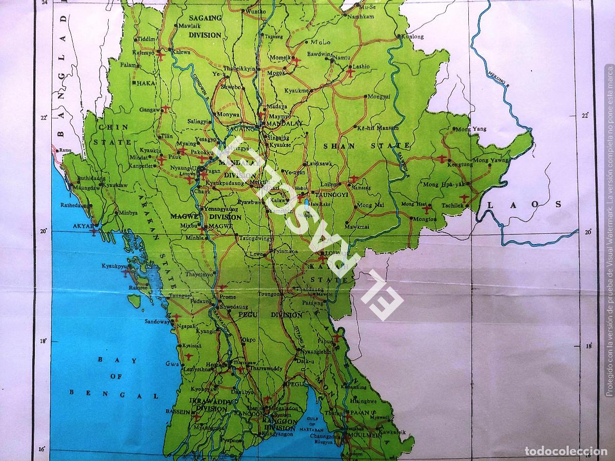 Mapas contempor&aacute;neos: POSTER MAPA DE LA REPUBLICA DE BURMA - Foto 3