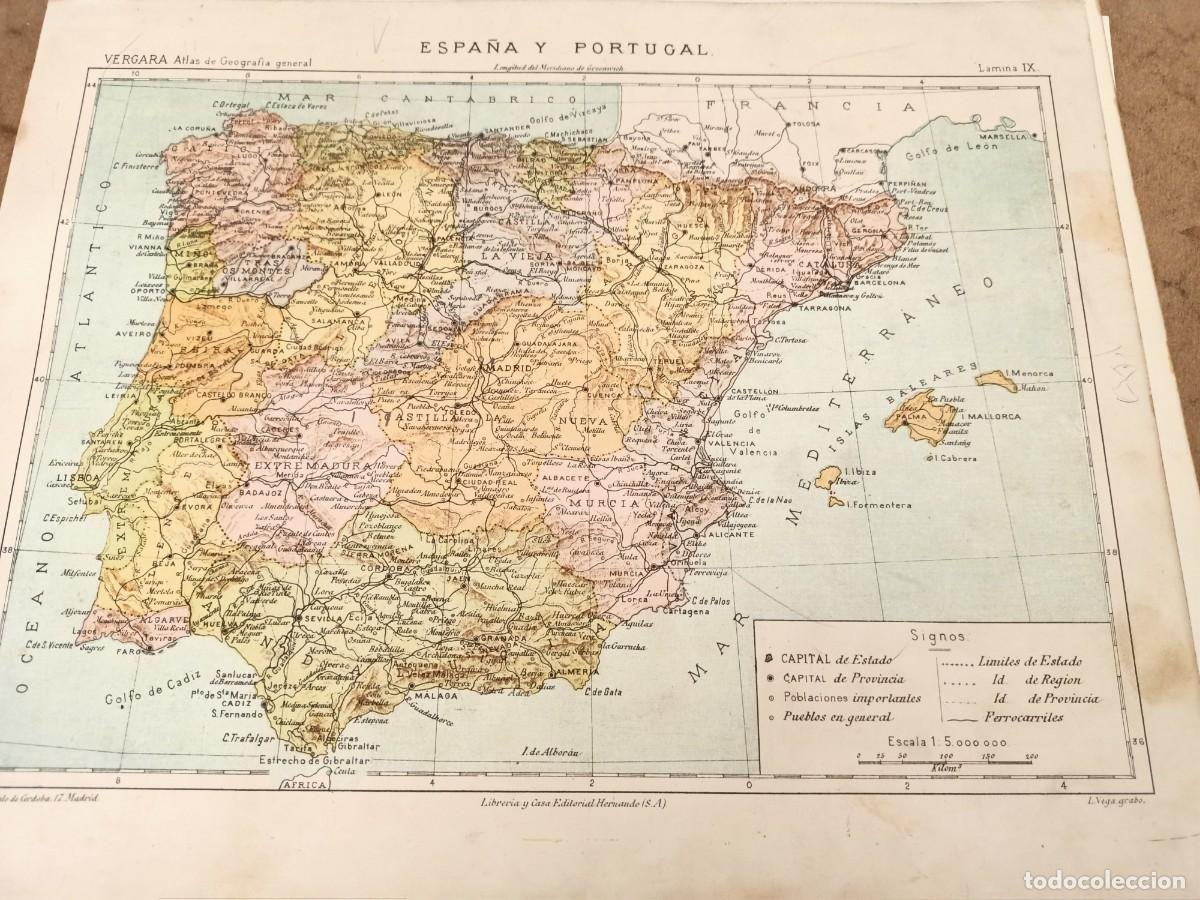 a-397. mapa político de españa y portugal. sigl - Comprar Mapas  contemporâneos no todocoleccion