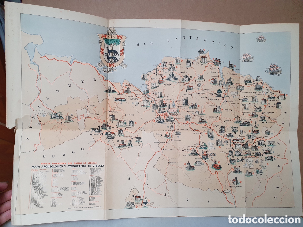 Zeitgen&ouml;ssische Karten: MAPA ARQUEOL&Oacute;GICO Y ETNOGRAFICO DE VIZCAYA. JESUS LARREA Y RECALDE. A&Ntilde;O 1951.