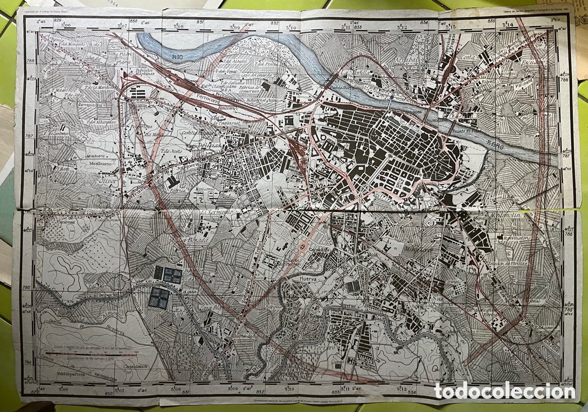 Contemporary maps: Mapa de Zaragoza y alrededores .Talleres del cuerpo Geogr&aacute;fico y Cartogr&aacute;fico del Ej&eacute;rcito 1940