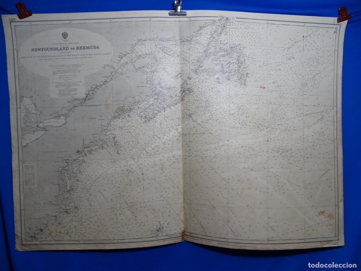 Zeitgen&ouml;ssische Karten: MAPA NEWFOUNDLAND TO BERMUDA. ESTADOS UNIDOS. 1919.