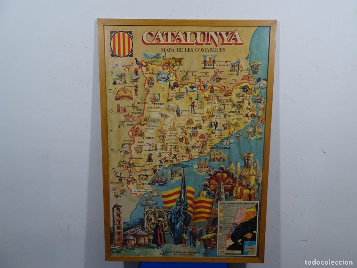 Zeitgen&ouml;ssische Karten: CATALUNYA MAPE DE LES COMARQUES. CA&Iacute;XA D&rsquo;ESTALVIS PROVINCIAL TARRAGONA. ENMARCADO.