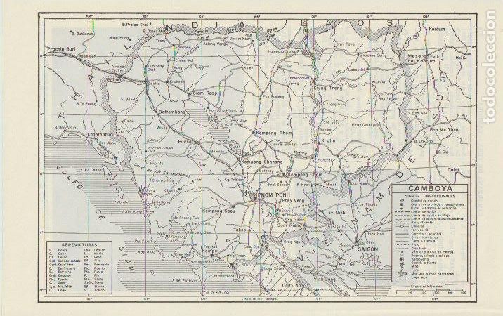 Mapas contempor&aacute;neos: * ASIA * Mapa de CAMBOYA - 1965