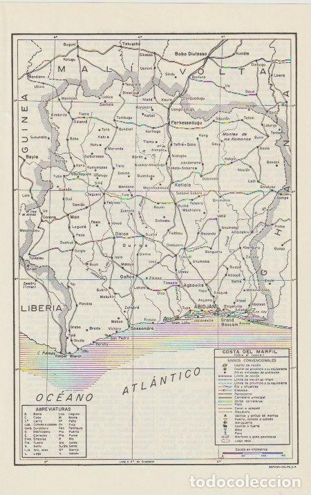 Mapas contempor&aacute;neos: * &Aacute;FRICA * Mapa Costa de Marfil - 1965