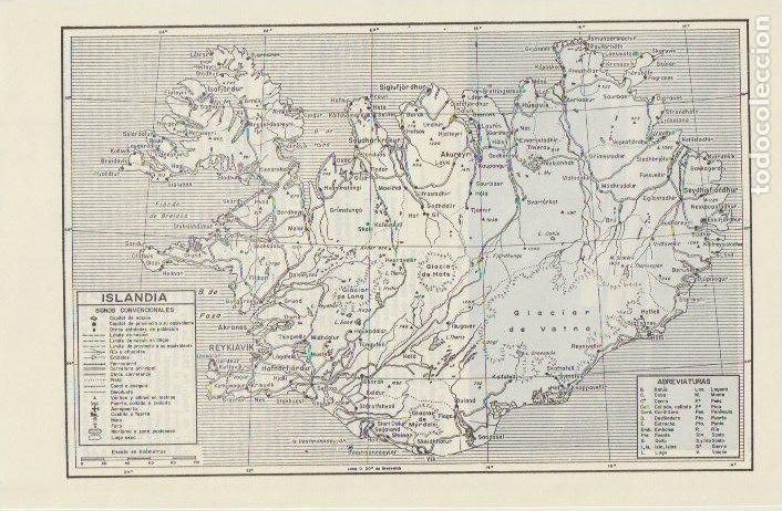 Mapas contempor&aacute;neos: * EUROPA * Mapa ISLANDIA - 1965
