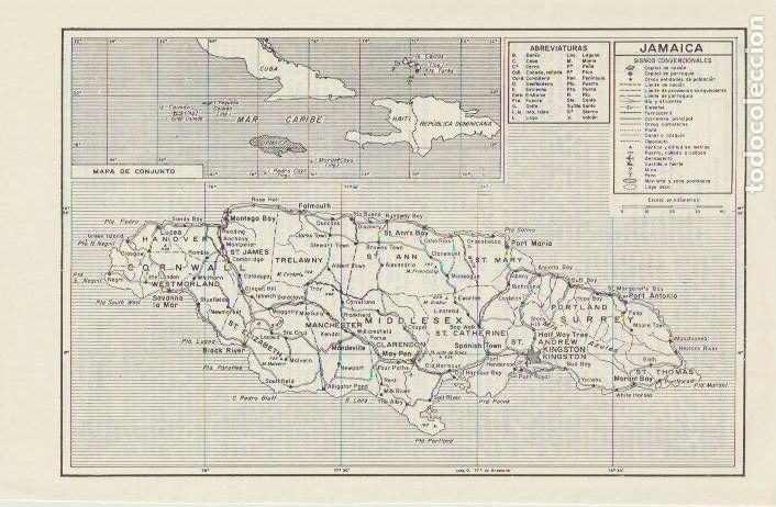 Mapas contempor&aacute;neos: * AM&Eacute;RICA * Mapa JAMAICA - 1965