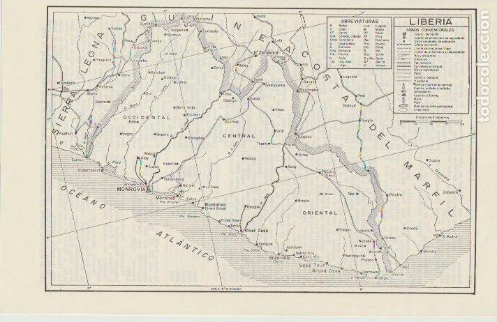 Mapas contempor&aacute;neos: * &Aacute;FRICA * Mapa LIBERIA - 1965