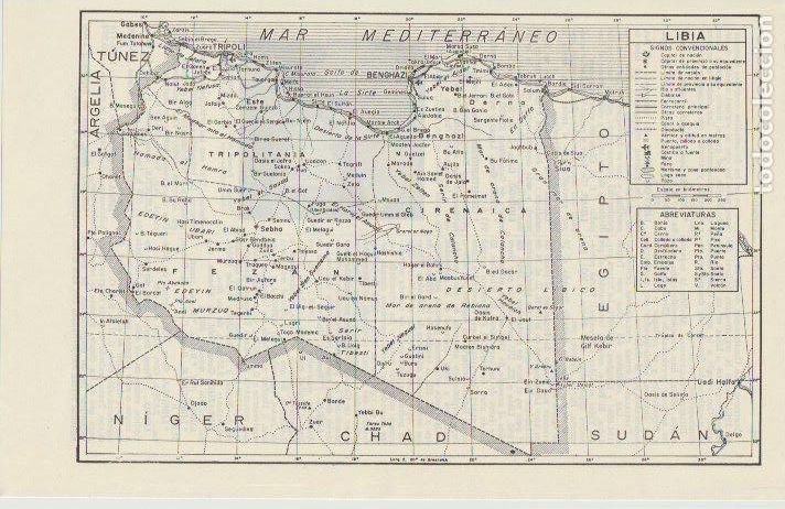 Mapas contempor&aacute;neos: * &Aacute;FRICA * Mapa LIBIA - 1965