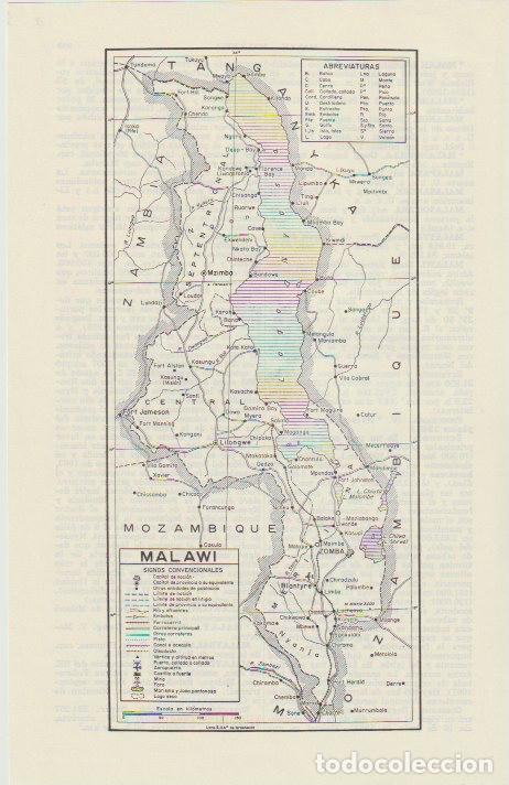 Mapas contempor&aacute;neos: * &Aacute;FRICA * Mapa MALAWI - 1965