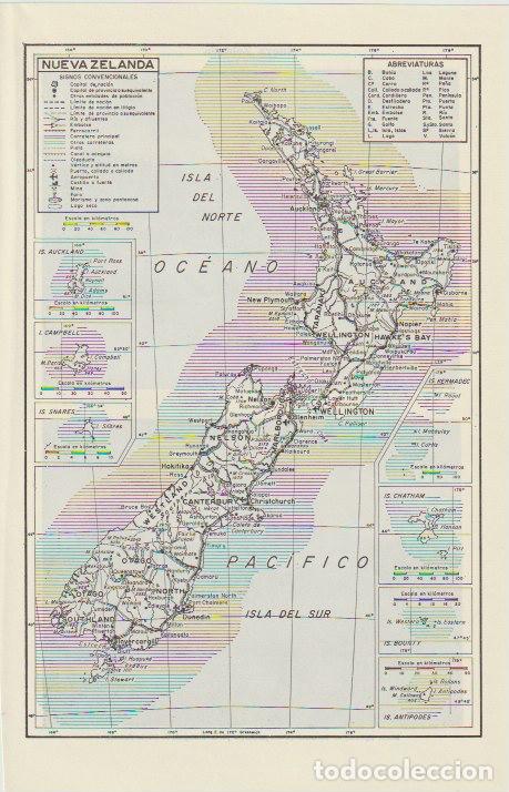 Contemporary maps: * AUSTRALIA * Mapa Nueva Zelanda - 1965