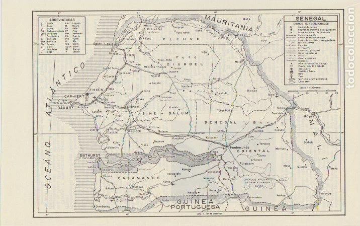 Mapas contempor&aacute;neos: * &Aacute;FRICA * Mapa SENEGAL - 1965 - Foto 1