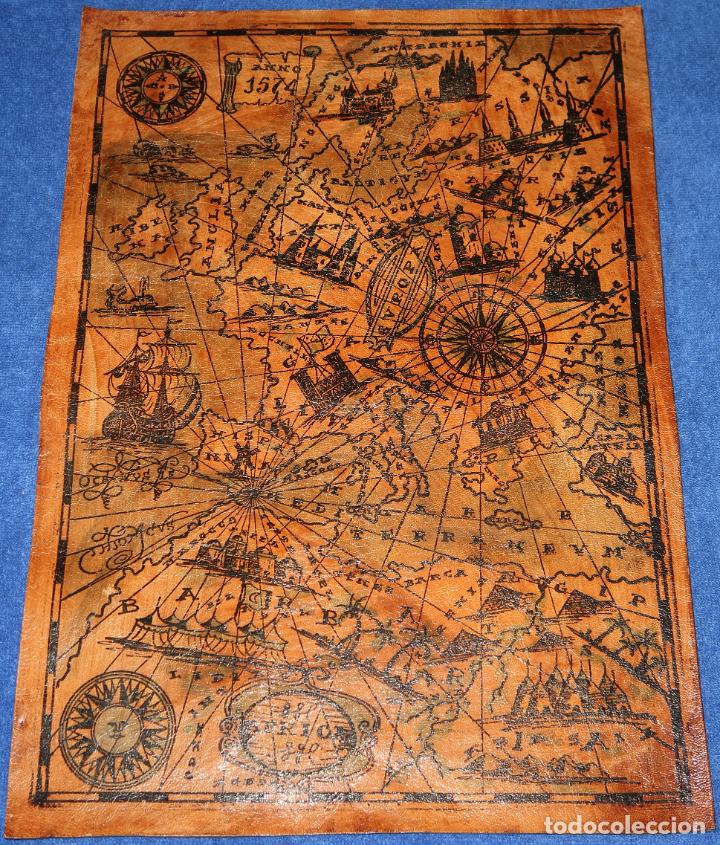 Contemporary maps: Europa y Africa Monumental - A&ntilde;o 1574 - Mapa pirograbado en cuero