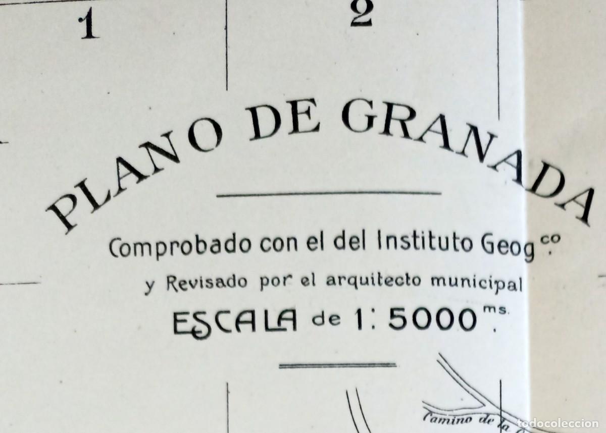 Mapas contempor&aacute;neos: 1913-1919 - ANTIGUO MAPA PLANO CIUDAD DE GRANADA CON NOMENCLATOR CALLES Y EDIFICIOS - 75 x 58 CM. - Foto 5