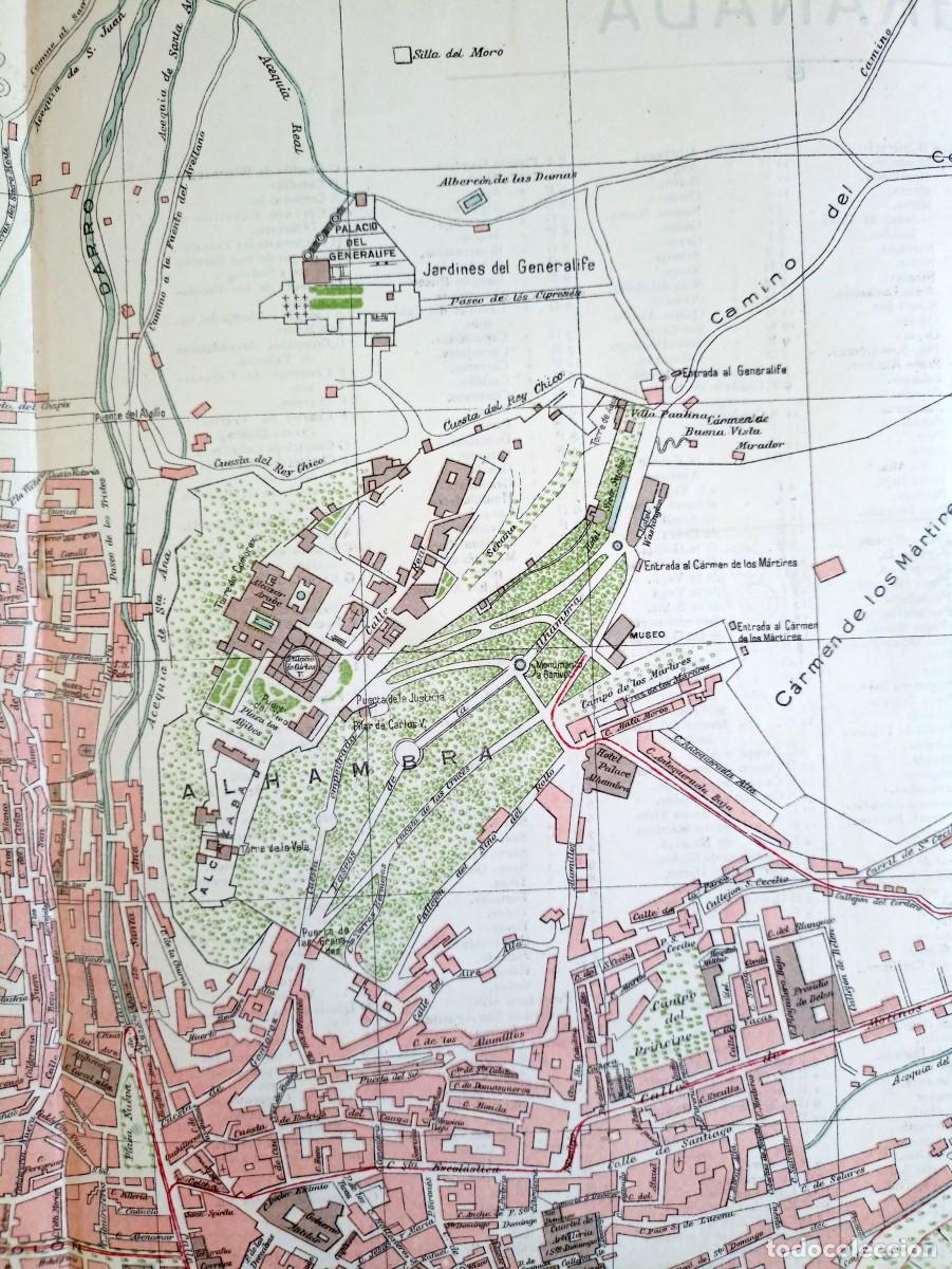 Mapas contempor&aacute;neos: 1913-1919 - ANTIGUO MAPA PLANO CIUDAD DE GRANADA CON NOMENCLATOR CALLES Y EDIFICIOS - 75 x 58 CM. - Foto 6