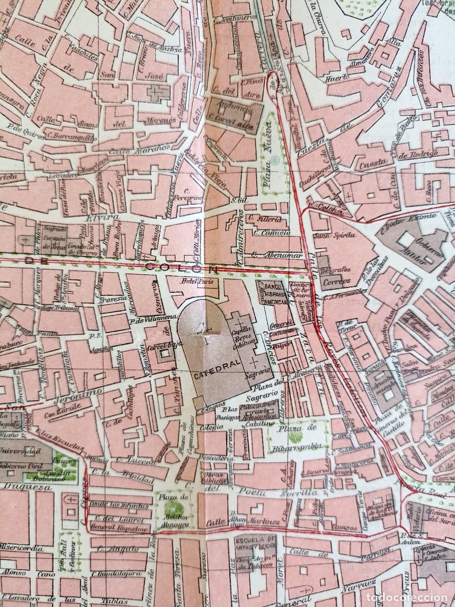 Mapas contempor&aacute;neos: 1913-1919 - ANTIGUO MAPA PLANO CIUDAD DE GRANADA CON NOMENCLATOR CALLES Y EDIFICIOS - 75 x 58 CM. - Foto 7