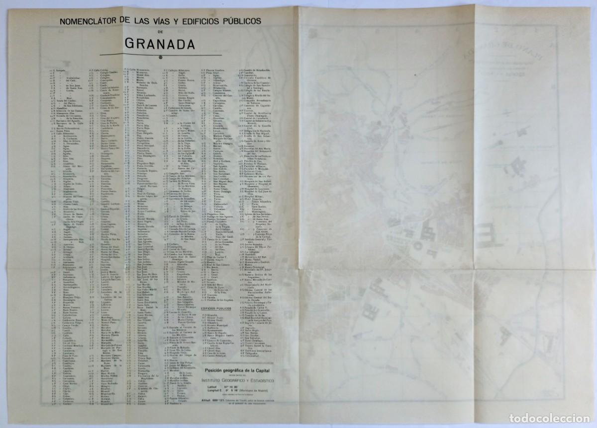Mapas contempor&aacute;neos: 1913-1919 - ANTIGUO MAPA PLANO CIUDAD DE GRANADA CON NOMENCLATOR CALLES Y EDIFICIOS - 75 x 58 CM. - Foto 8