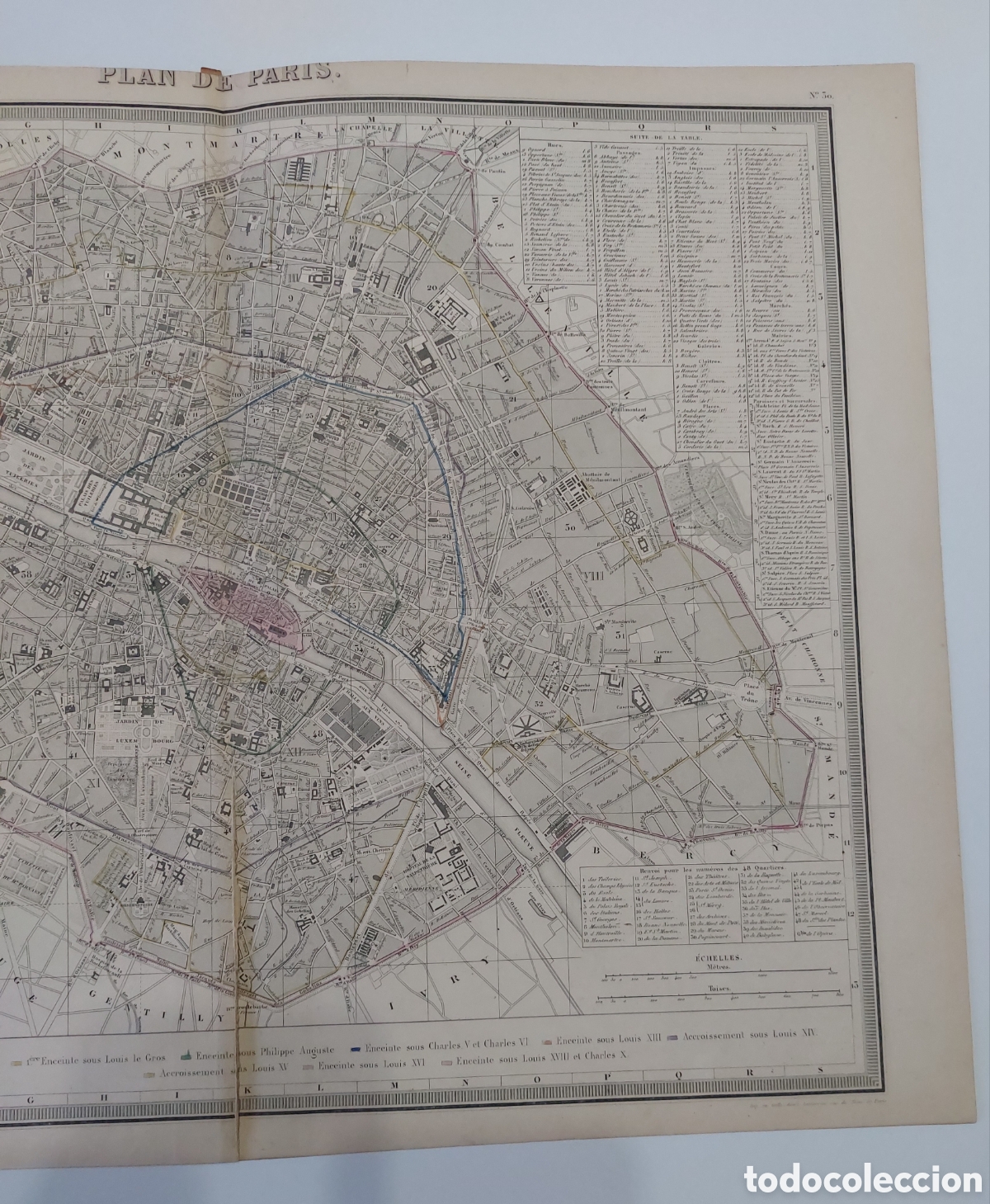Mapas contempor&aacute;neos: Mapa antiguo Siglo XIX Plan de Paris - Foto 3