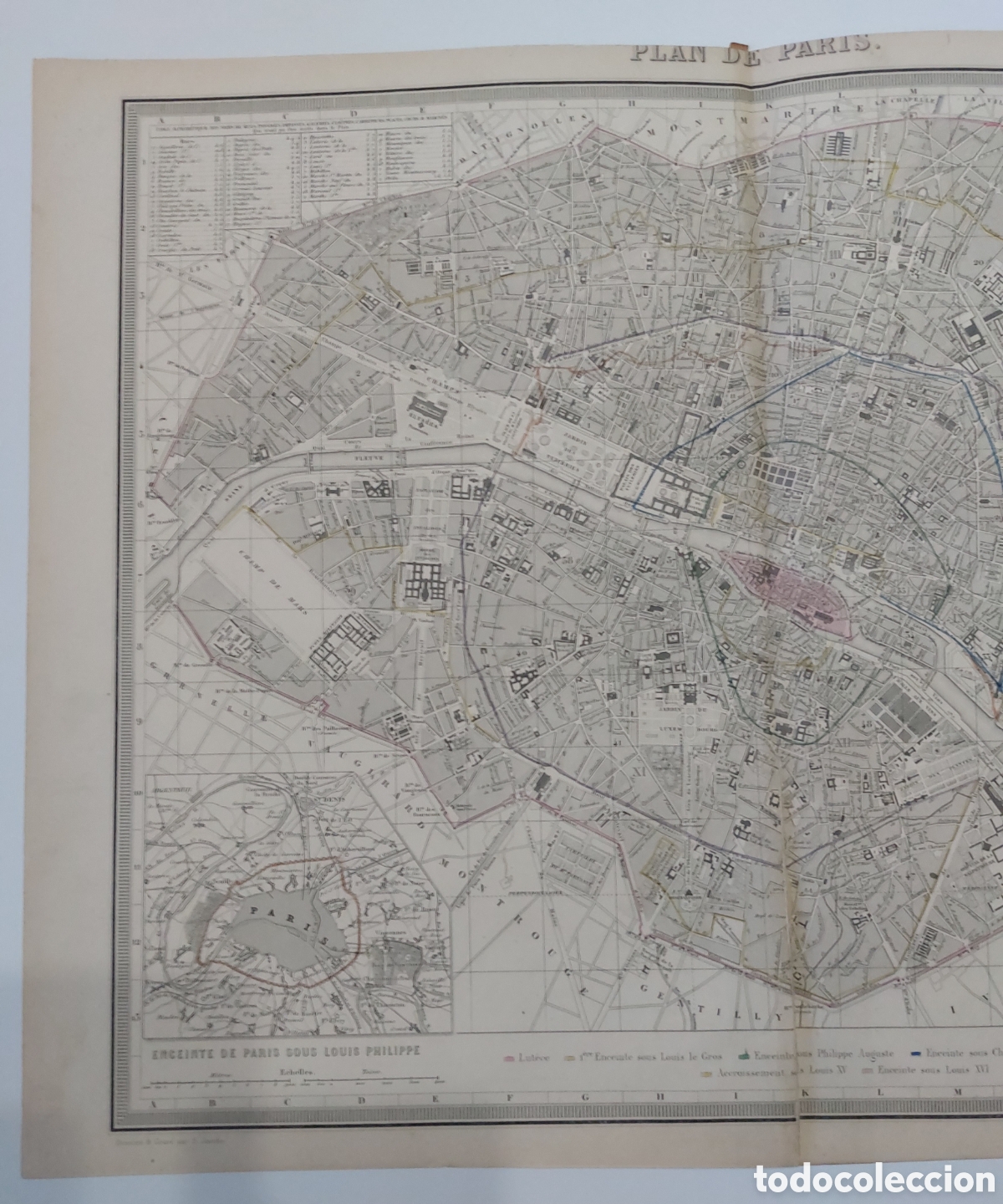 Mapas contempor&aacute;neos: Mapa antiguo Siglo XIX Plan de Paris - Foto 2