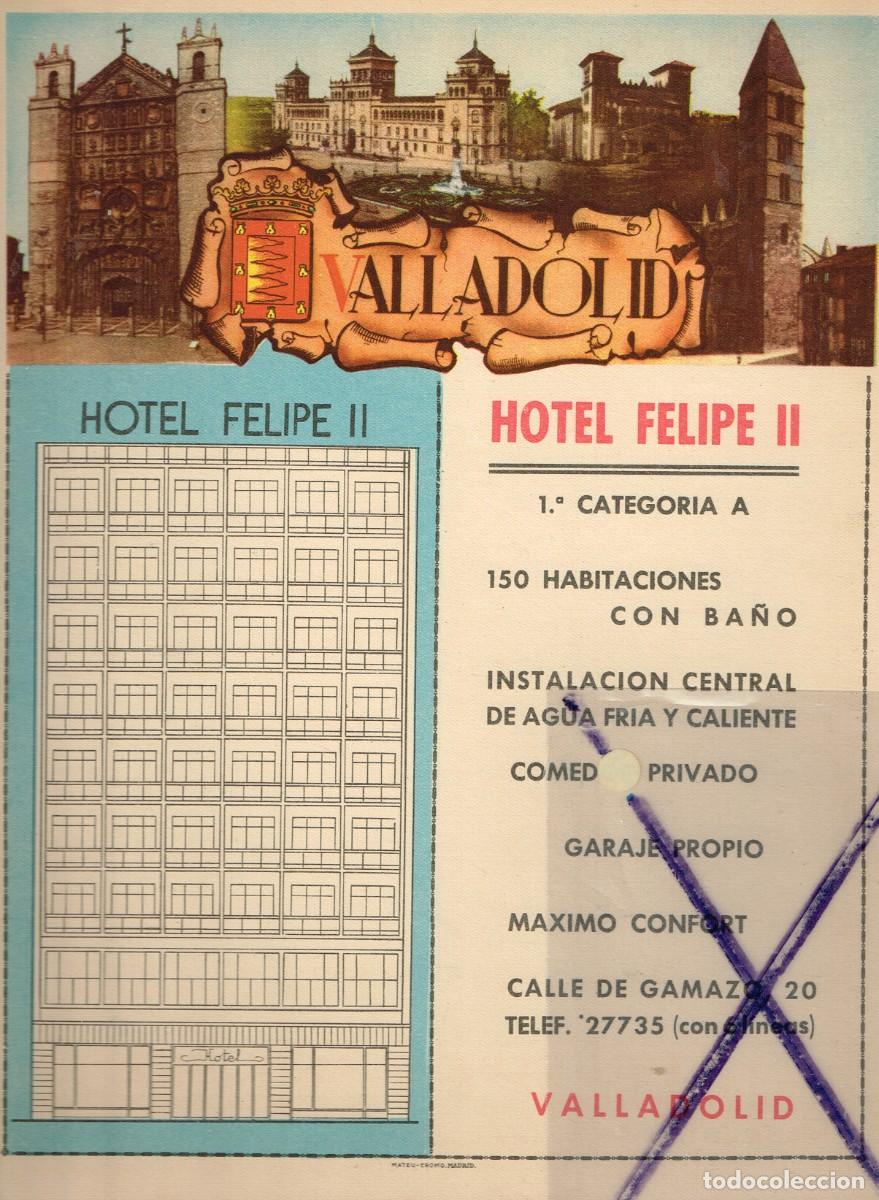 Mapas contempor&aacute;neos: 40/50&acute;s. ca. LAMINA T&Iacute;PICO VALLADOLID CON PUBLICIDAD LOCAL Y MAPA DE TODA LA PROVINCIA EN REVERSO